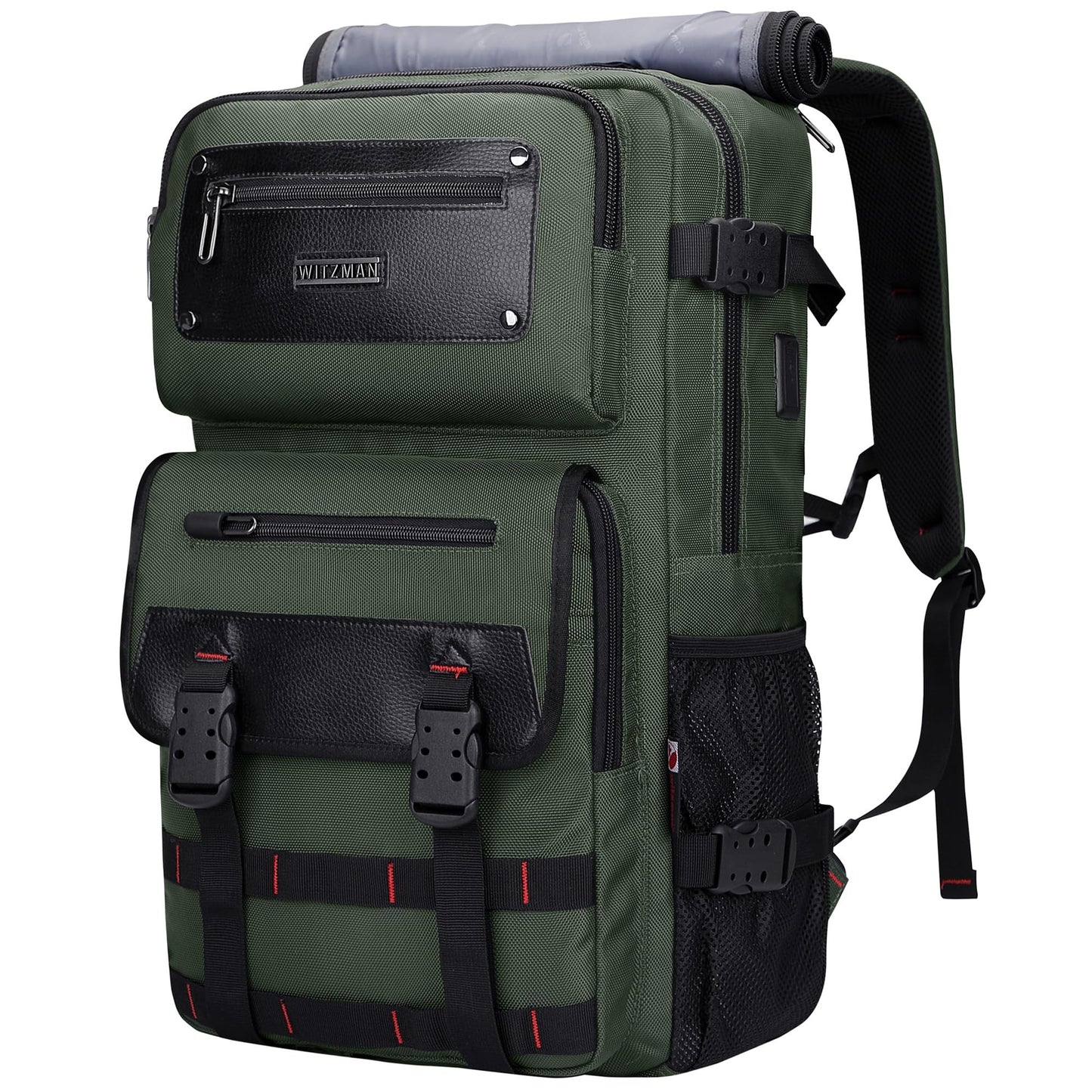 WITZMAN Carry On Travel Backpack for Men Fit 17 Inch Laptop Airline Approved 3 in 1 Laptop Backpack(B685 Army Green)