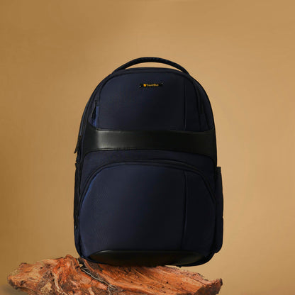 Travel Blue Supreme 17.3 Inch Laptop Backpack, 22.5 Litres, Water Resistant Travel & Office Backpack with Laptop Compartment, Power Bank Holder, Sunglasses Holder & Key Holder, Navy