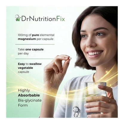 DrNutritionFix® Magnesium Glycinate 500mg | High Absorption Chelated Active Form | Preservative Free | Clean label | Helps in Natural Sleep, Muscle & Nervous System Health and Recovery | 60 Servings
