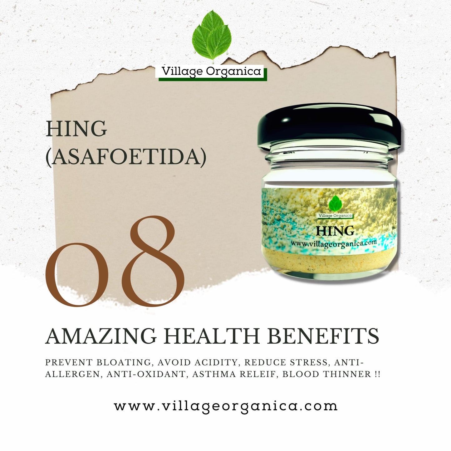 Village-Organica Unadulterated Hing | Asafoetida | Paste form |No adulteration with gum or wheat | Pure & Authentic | Aids in Digestion | Antioxidant |Pure Vegetarian | 10gm |