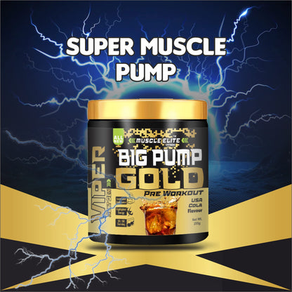 Muscle Elite Fitness Big Pump Gold Series Loaded Core Pre-Workout - Pre Workout Energy with Creatine Monohydrate + Caffeine and Beta-Alanine Performance | [Cola, 60 Servings]