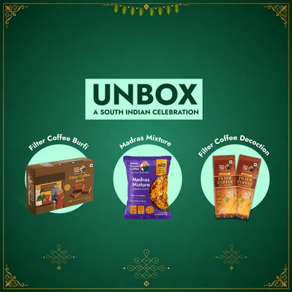 Sweet Karam Coffee Celebrations Ritual Hamper | Gift Hamper | Filter Coffee Burfi, Madras Mixture & Coffee Decoction | Festive Hamper | Janmashtami | Ganesh Chaturthi