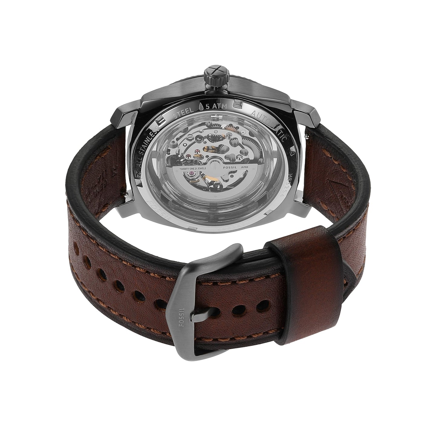 Fossil Machine Brown Automatic Leather Watch Me3254 - Analog, Men