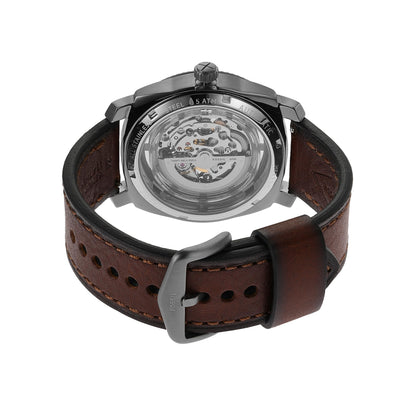 Fossil Machine Brown Automatic Leather Watch Me3254 - Analog, Men