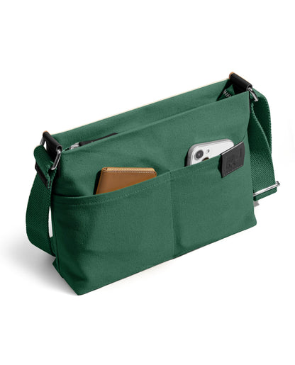 DailyObjects Unisex All Sunday Sling Crossbody Bag| Premium-Quality Solid Canvas Purse With Slip Pockets| Ergonomic Design| Handcrafted| Adjustable Shoulder Strap| Men & Women Essentials| Forest Green