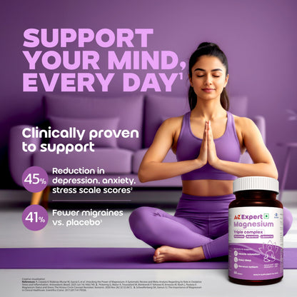 A to Z Expert Magnesium Triple Complex with 440 mg Elemental Magnesium | Liposomal Oxide, Glycinate & Aquamin| Supports Sleep, Stress Relief, Muscle Recovery & Energy | High Absorption | 60 Tablets