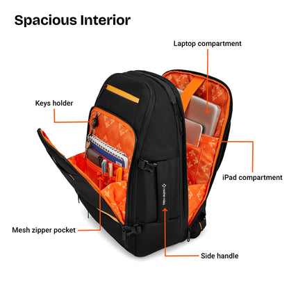 Nasher Miles Manhattan Premium Reversed Polyester Laptop Backpack 40L Ideal for College, School, Office, Travel, Overnighter | Men, Women, Boys, Girls (Black)