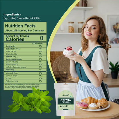 Zindagi Stevia Powder (Reb A 99%) Extract | Sugar Subsitute | Stevia Natural Sugar-free Powder In Bulk | 500 gm | Pack of 4
