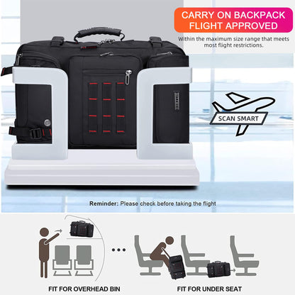 WITZMAN Carry on Travel Backpack for Men Airline Approved Convertible Nylon Luggage Backpack (B682 Balck)