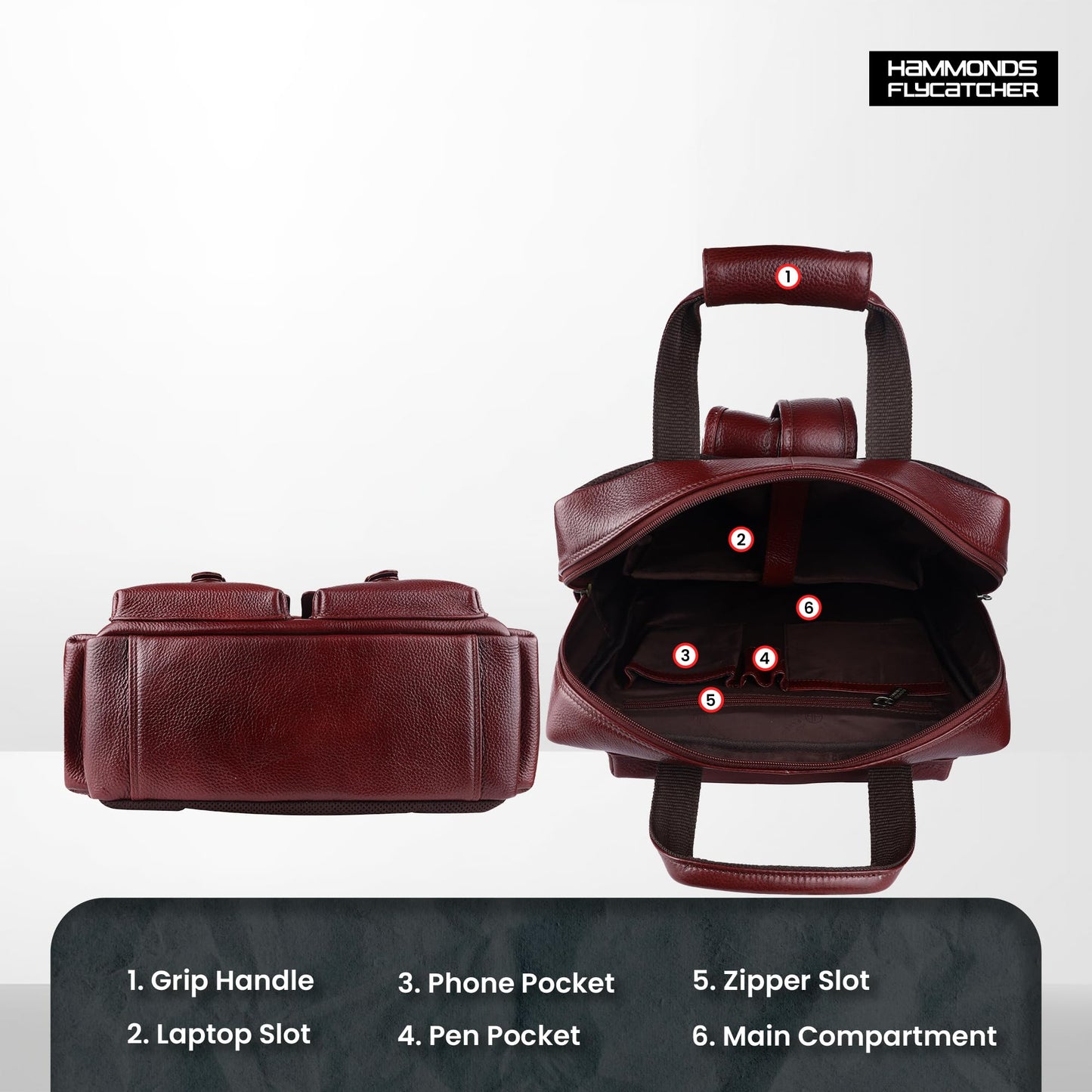 HAMMONDS FLYCATCHER Genuine Leather Executive Backpack-Premium Brown Laptop Bag 3 Compartments, Trolley Straps, Adjustable Shoulder Straps-Perfect For Professionals & Students, 35 Liters