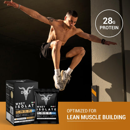 Bolt 100% Whey Protein Isolate Powder | 5 Sachet Travel Pack (5×33g) | Piedmont Chocolate | 28g Protein per Serving | 7g BCAA | Muscle Support & Recovery | No Added Sugar | Gluten-Free | Easy to digest