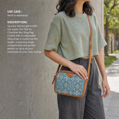 TEAL BY CHUMBAK Women's Sling Bag, Printed Canvas Crossbody Bag with PU Accents, Lightweight and Stylish Shoulder Bag with Zipper Closure for College, Office, Travel and Daily Use