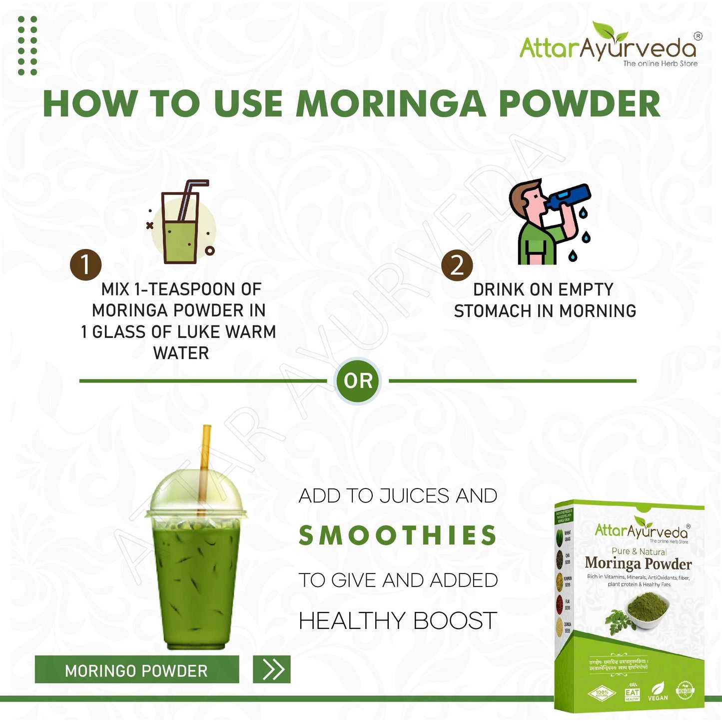 Attar Ayurveda 100% Moringa Leaf Powder (200g) | Drumstick Leaf powder- image 4