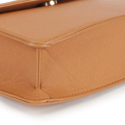 Fastrack Sling | Faux-Leather Women’s Handbag | Structured Tan Sling with Gold Accent Strap & Dual Closure