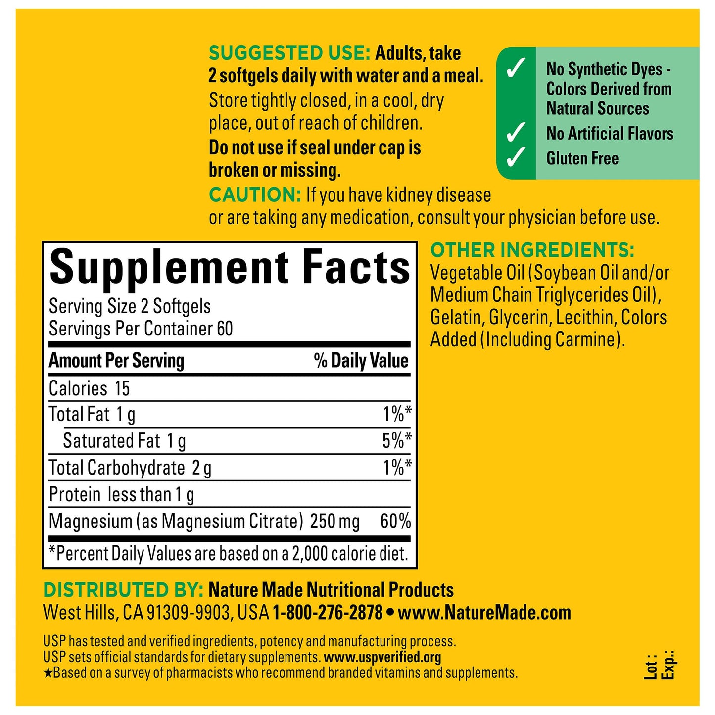 Nature Made Magnesium Citrate 125 mg 120 Softgels