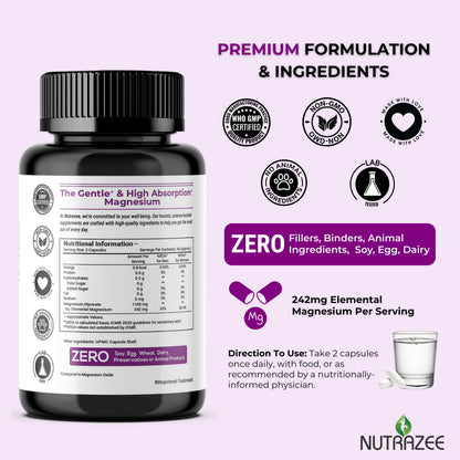 Nutrazee Magnesium Glycinate Supplement Chelated High Absorption for Muscle Recovery, Sleep & Nerve Health, for Men & Women, 90 Capsules