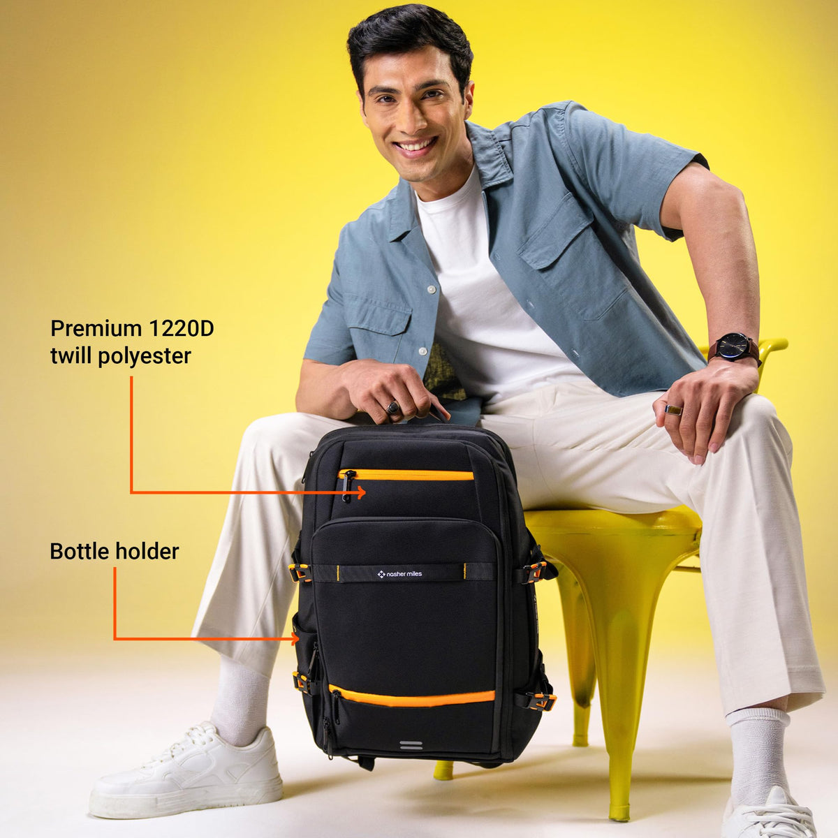 Nasher Miles Manhattan Premium Reversed Polyester Laptop Backpack 40L Ideal for College, School, Office, Travel, Overnighter | Men, Women, Boys, Girls (Black)