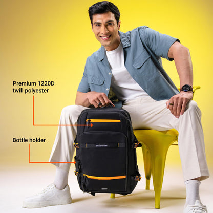 Nasher Miles Manhattan Premium Reversed Polyester Laptop Backpack 40L Ideal for College, School, Office, Travel, Overnighter | Men, Women, Boys, Girls (Black)
