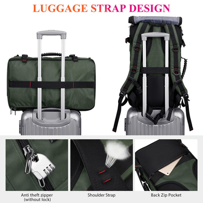 WITZMAN Carry On Travel Backpack for Men Fit 17 Inch Laptop Airline Approved 3 in 1 Laptop Backpack(B685 Army Green)