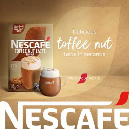 NESCAFÉ Toffee Nut Latte Instant Coffee 7 Sachets, Responsibly Sourced Coffee Pack of 1