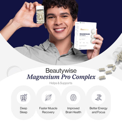 Beautywise TriTab Magnesium Complex | 6-in-1 High-Absorption Magnesium (Aquamin, Lipoza Bisglycinate) 710 mg & Co-Actives | Smart Timed-Release for Sleep, Muscle Recovery & Nerve Health | 60 Capsules