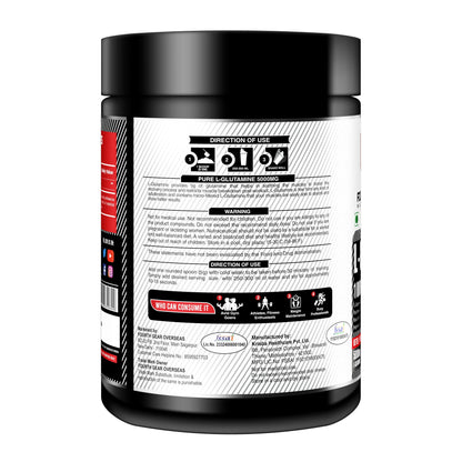FOURTH GEAR L-Glutamine 100% Pure Micronized | 5000mg per Serving | Unflavoured Muscle Recovery, Energy & Performance Supplement | 250g (50 Servings) | Vegetarian
