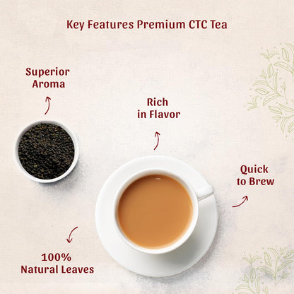Golden Tips Applause Premium Assam CTC Tea, Strong & Aromatic Chai Patti, Natural Loose Tea Leaves, 500g