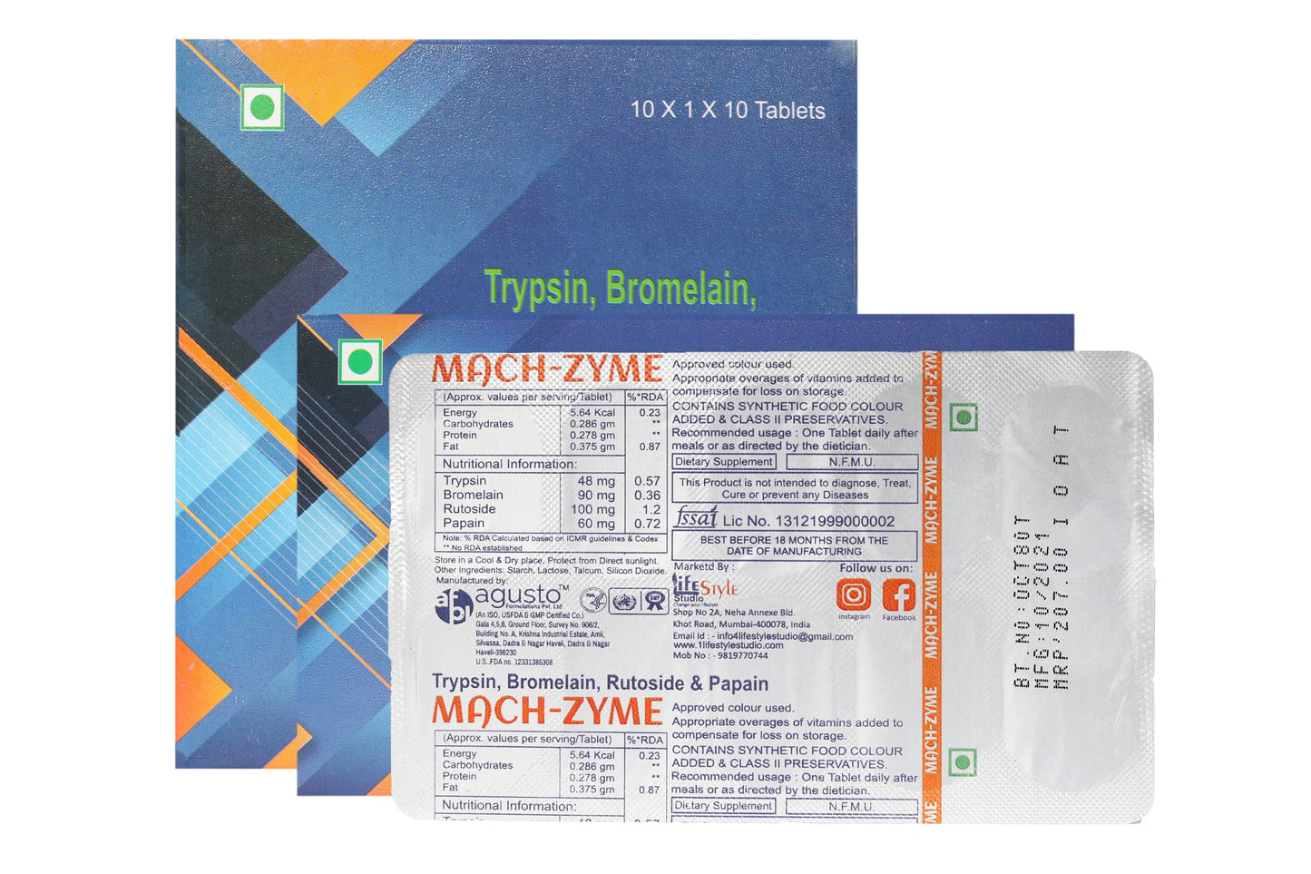 MACH-ZYME Trypsin, Bromelain, Rutoside & Papain Tablets (Pack of 3) - Natural Health Care Supplement