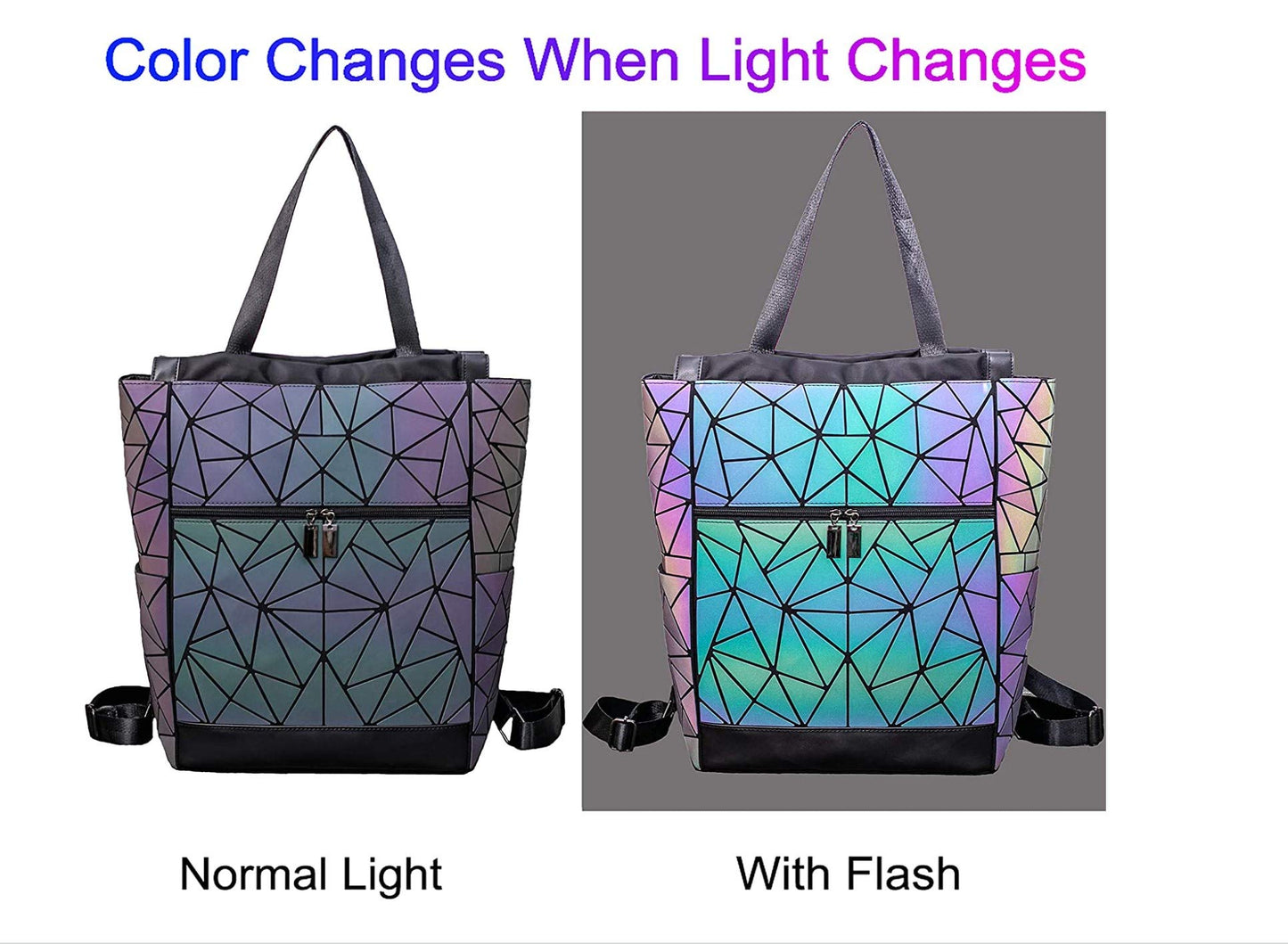 Aeoss Women's Reflective Holographic Color Changing Geometric Lattice Travel Backpack with Laptop Compartment, Black