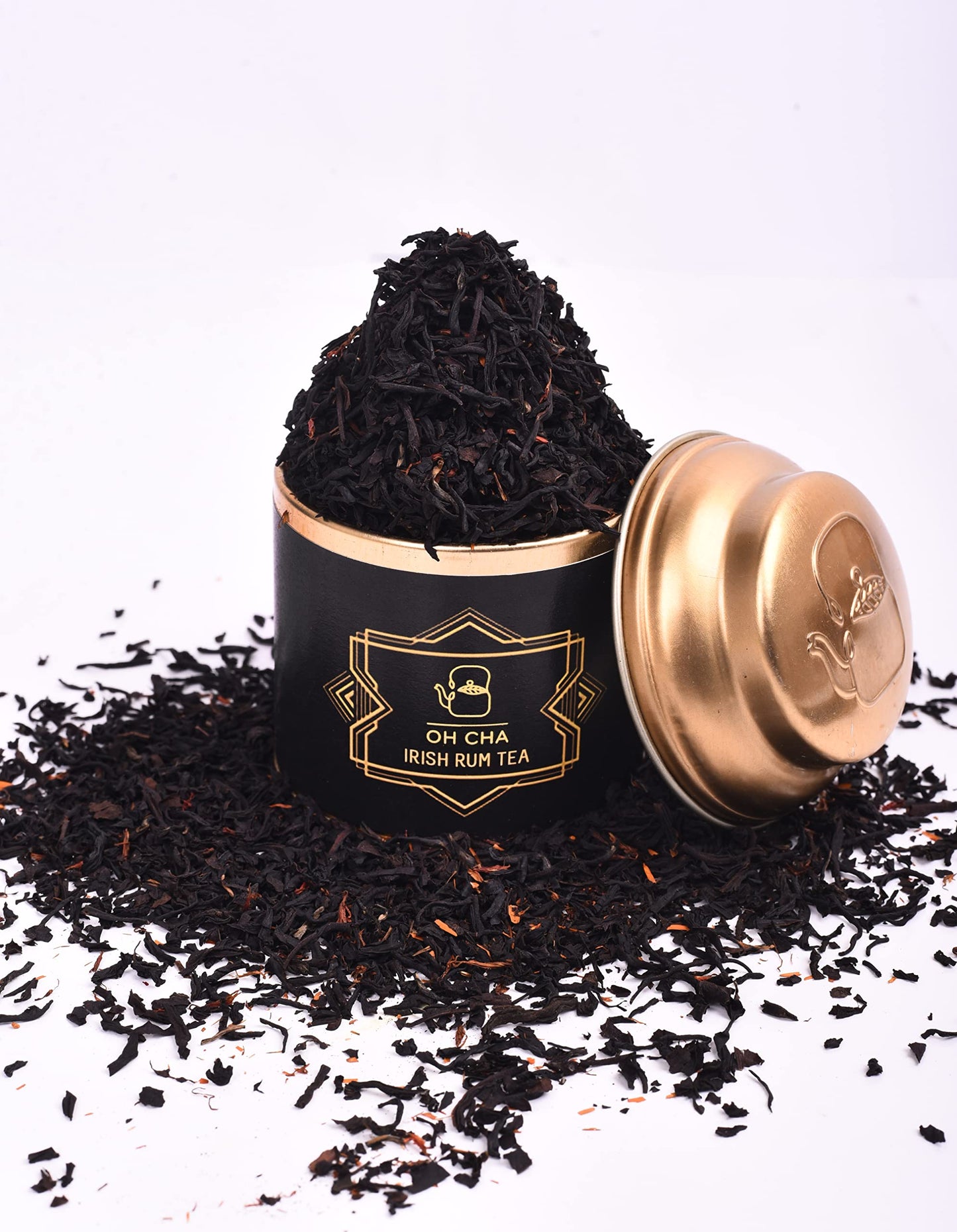 OH CHA - Irish Rum Tea | Non Alcoholic Rum Flavored Pure Darjeeling Black Tea with Safflower and coffee | 100% Whole Leaf | An easy cheers on weekdays | 35g Tin Caddy