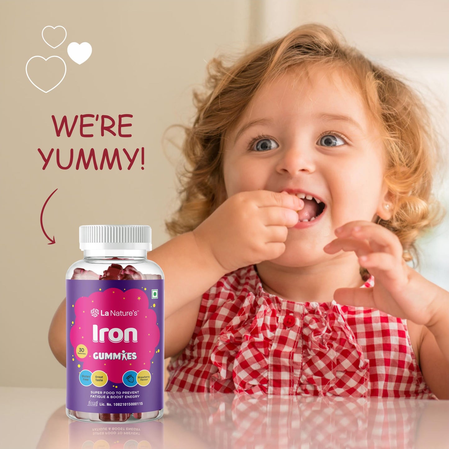 La Nature's Iron Gummies For Kids And Adult s Superfood To Prevent Fatigue And Boost Energy Maintain Hameglobin Level Supports Immune System Strawberry Flavour (60 Gummies)