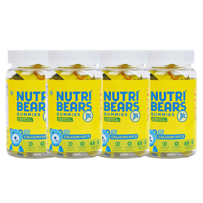 NutriBears Kids Calcium Gummies | 125mg Calcium + Vitamin D | No Artificial Colours or Sweeteners | Supports Strong Bones & Teeth | USFDA-Registered Facility | Vegetarian | Ages 2–12 | Mango & Strawberry | 120 Gummies