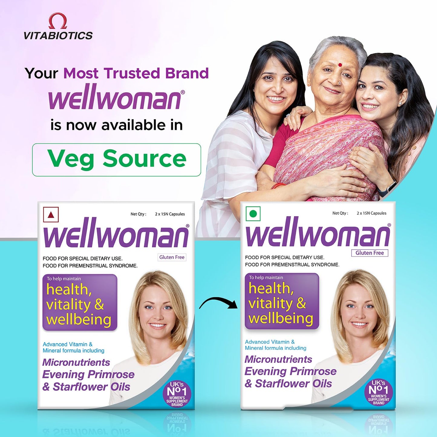 Wellwoman Multivitamin Capsules For Women With Evening Primrose Oil,Magnesium,Vitamin C,B6,Folic Acid To Provide All Round Nutrition,Immunity,Helps Reduce Pms, Pcos Symptoms,Vegetarian 30 Capsules