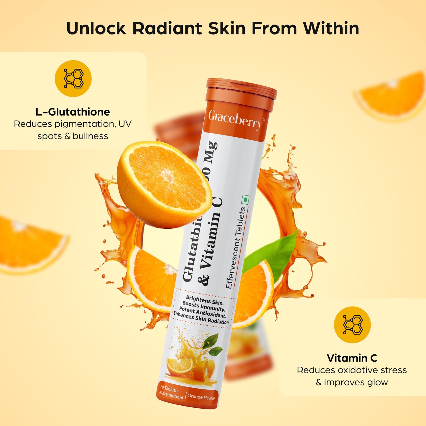 Graceberry L-Glutathione Tablets for Radiant Skin Health | 60 Effervesc- image 7