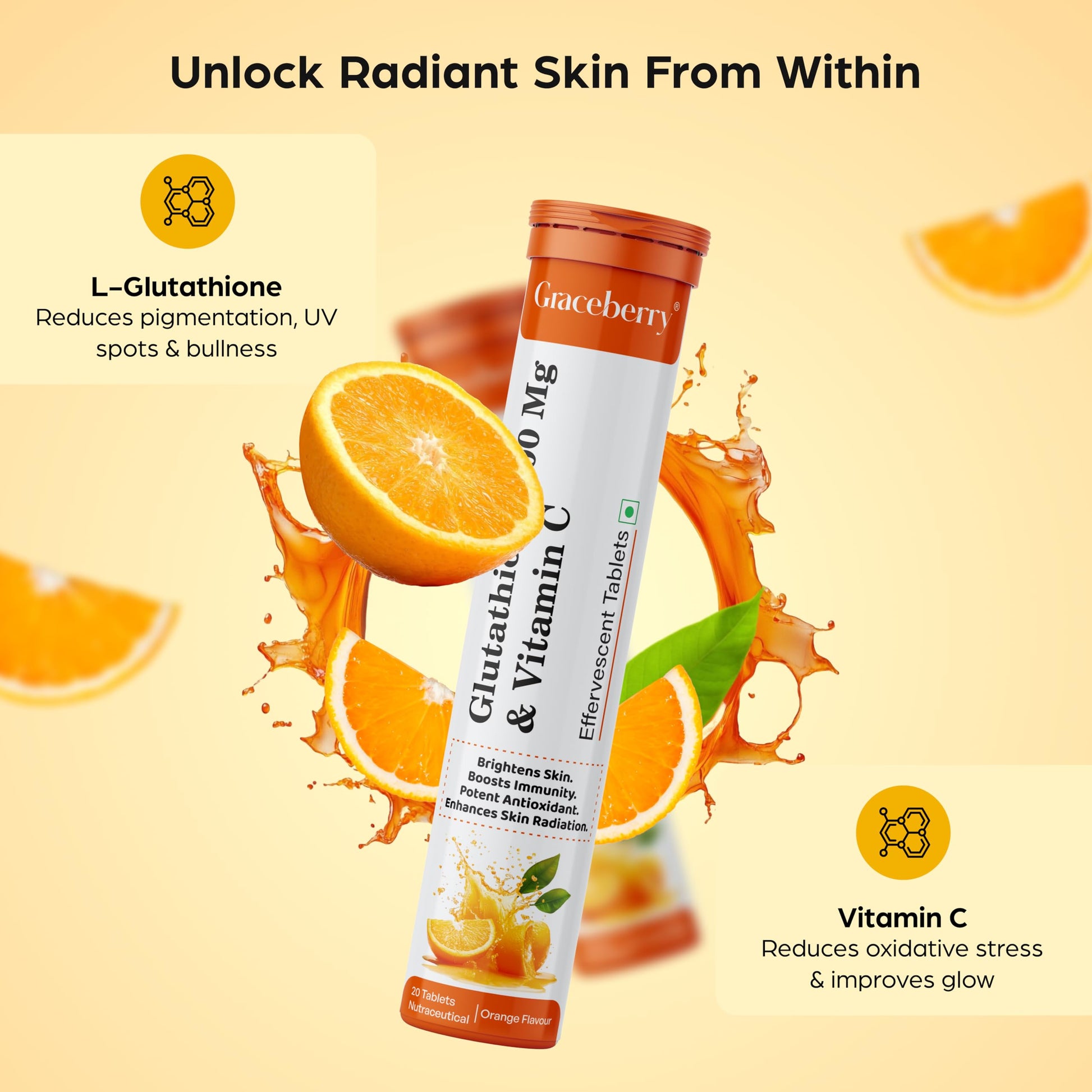 Graceberry L-Glutathione Tablets for Radiant Skin Health | 60 Effervesc- image 7
