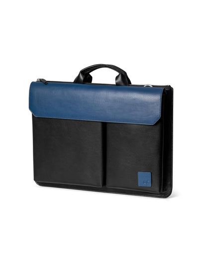 DailyObjects Leather Urban Tech Briefcase Bag (7L) | Laptop Messenger Bag with Sturdy Handle | Detachable Strap | Magnetic Closure & Trolley Sleeve | Compatible with 16" MacBook & 15.6" Laptops