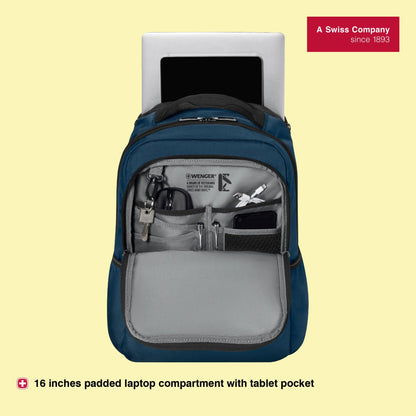 WENGER XE Resist, 16-inch Laptop Backpack (23 liters), 44 cm, Recycled Polyester PVC, Ocean Blue, 612738, Tablet Pocket | Swiss Designed - A Brand of Victorinox