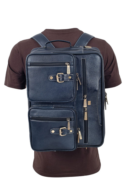 BRAND LEATHER Genuine Leather Convertible Backpack 16" Laptop Messenger- image 3