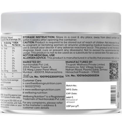 Wellbeing Nutrition Creatine Monohydrate Pure Micronised Powder | Rapid Absorption | Enhanced Muscle Strength, Performance, Recovery & Cognition | For Men & Women | Unflavoured 100g, 33 servings