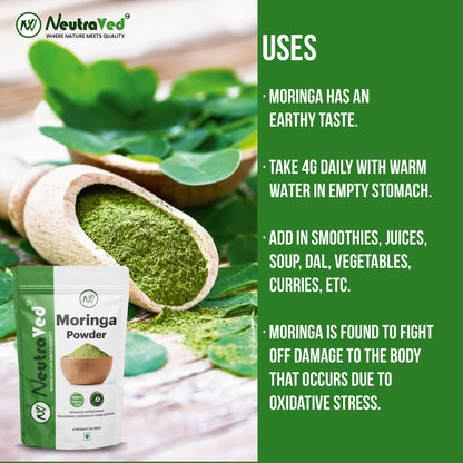 NeutraVed Moringa Powder 1 kg | Moringa Leaves also Know Drumstick for Immunity, Skin & Hair and Wellness Products for Male - 1kg