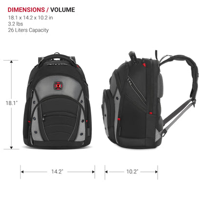 WENGER SYNERGY 16 Inch Laptop Backpack with Tablet Pocket, Padded compartment in Black/Grey (26 Litre)-blend of style & function, Swiss designed, 600635