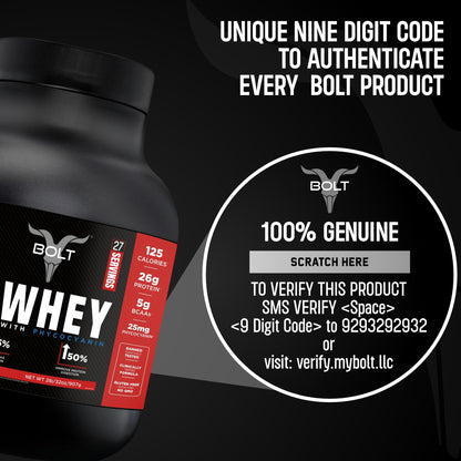Bolt Bozyme Gold Whey Potein Powder With Superfood Phycocyanin | 26 gm protein | 5g BCAA| 2lb/907gm (27 Servings) | Malai Kulfi