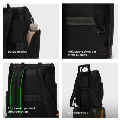 MOKOBARA The Hovercraft Backpack Water-Resistant 15.6" Laptop Bag with Luggage Sleeve for Work, Travel, and Daily Use - Suitable for Men and Women Black (Money Moves Sunray, Black & Yellow)