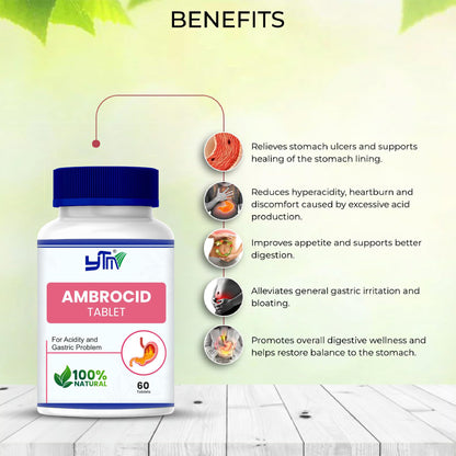 YTM Ambrocid Ayurvedic Tablets – 60 Tabs | relief in Acidity, Gas, Indi- image 3