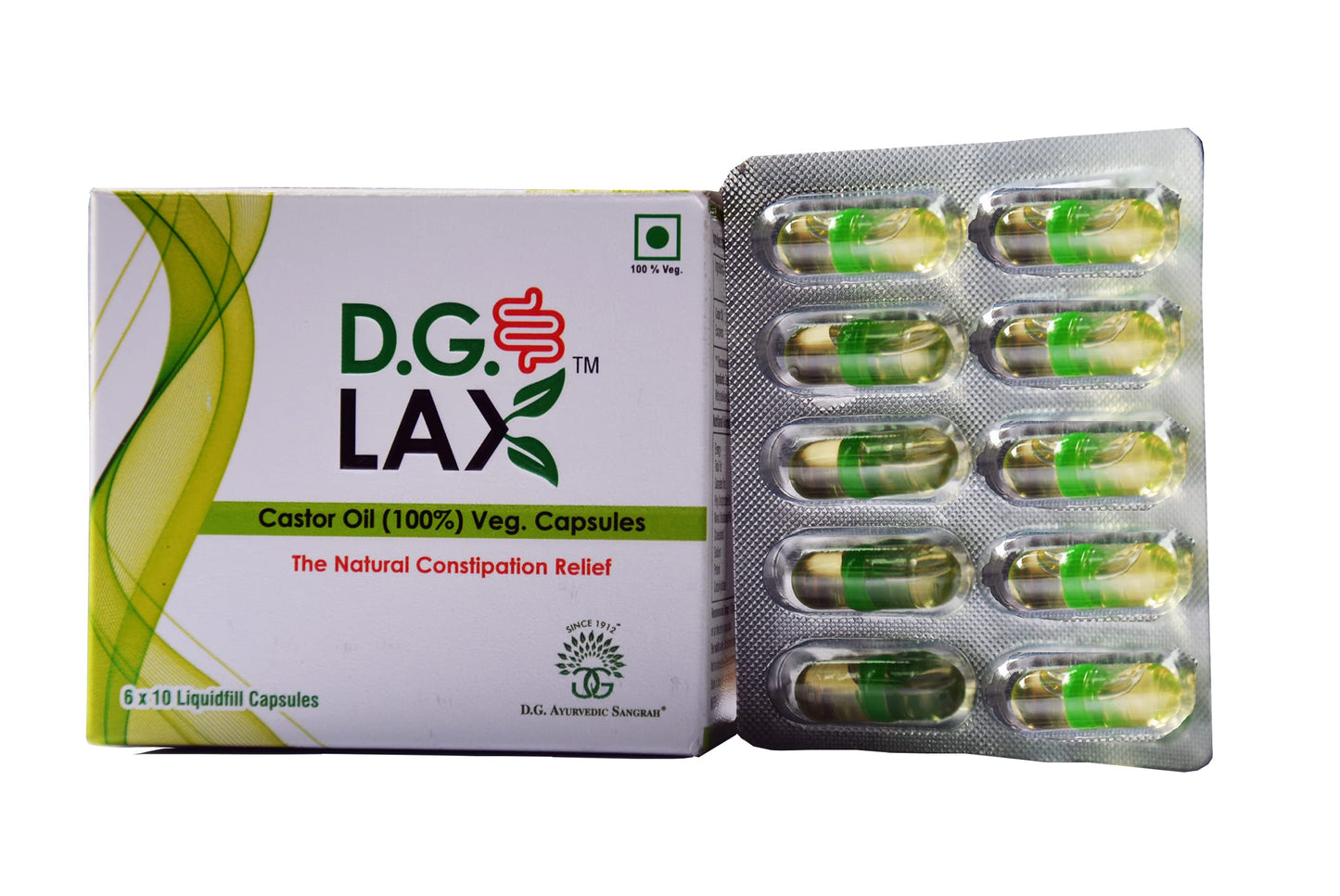DG LAX Castor Oil 100% Veg 60 Capsules