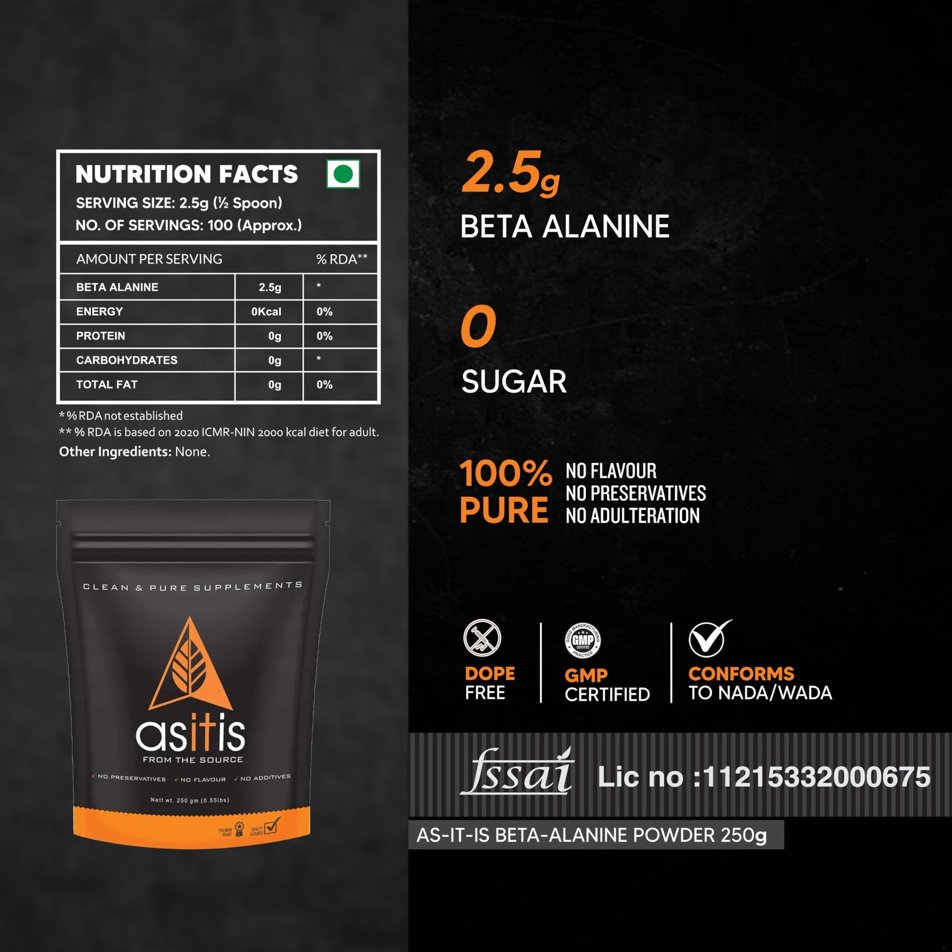 AS-IT-IS Nutrition 100% Beta Alanine Powder, Pre-workout Supplement for- image 6