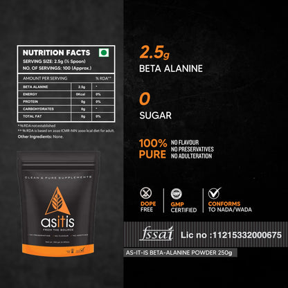 AS-IT-IS Nutrition 100% Beta Alanine Powder, Pre-workout Supplement for- image 6