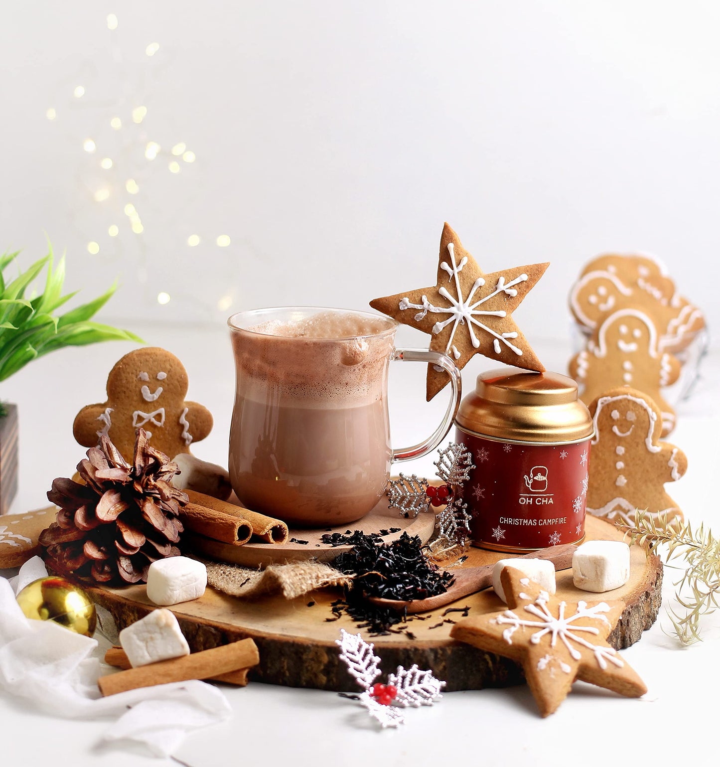 OH CHA - Assam Tea, Toasty Christmas Campfire Blend | with Marshmallow, Choco Chips, Caramel, Cinnamon, Chocolate and Peanut Brittle | Smoked Black Dessert Tea | Zero Calories | Christmas Tea