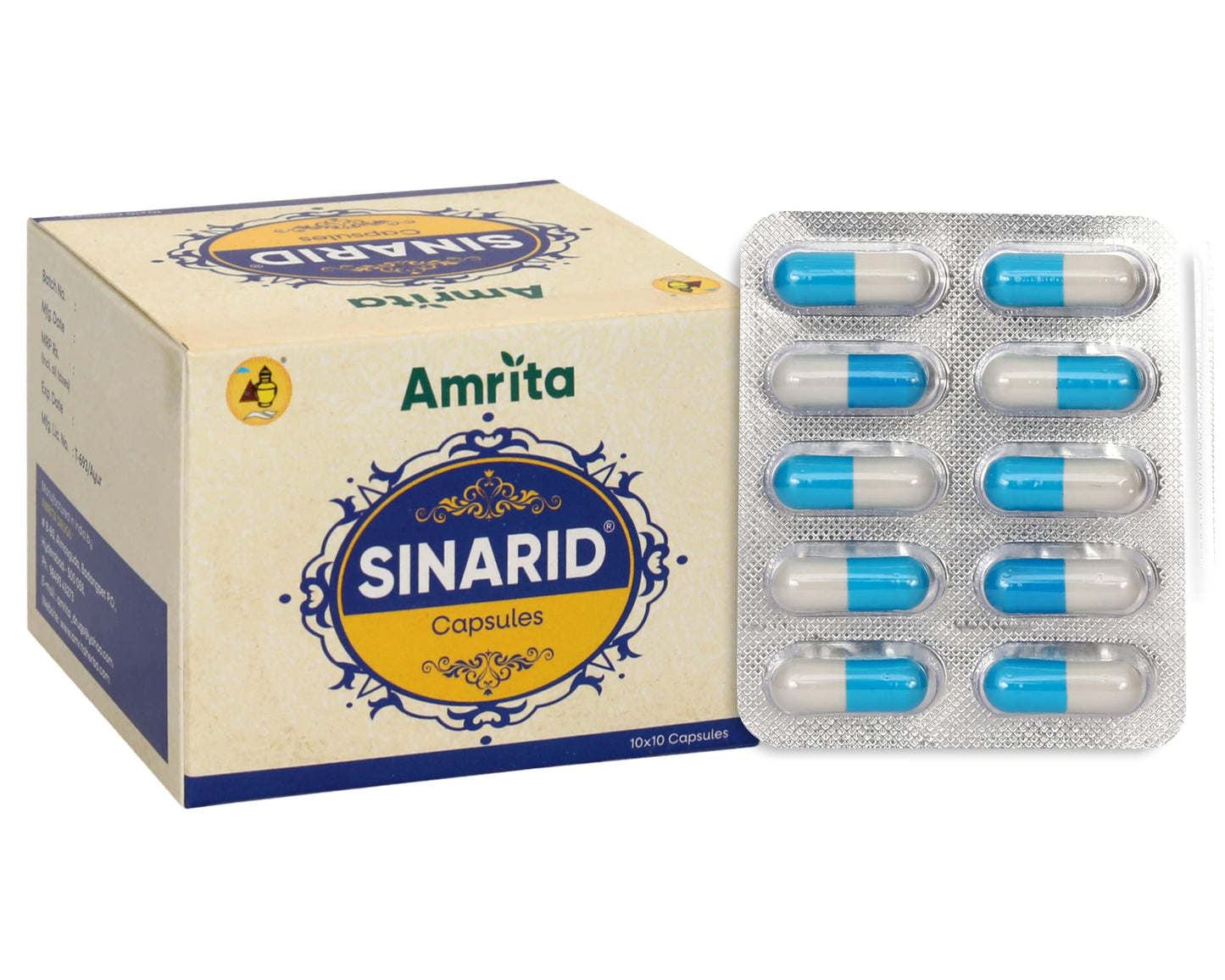 Amrita Sinarid Capsules | 100 capsules | 10 x 10 strips | Herbal Remedy for Nasa