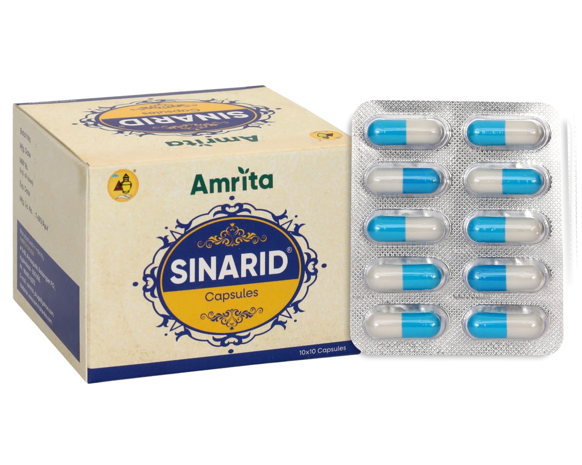Amrita Sinarid Capsules | 100 capsules | 10 x 10 strips | Herbal Remedy for Nasa
